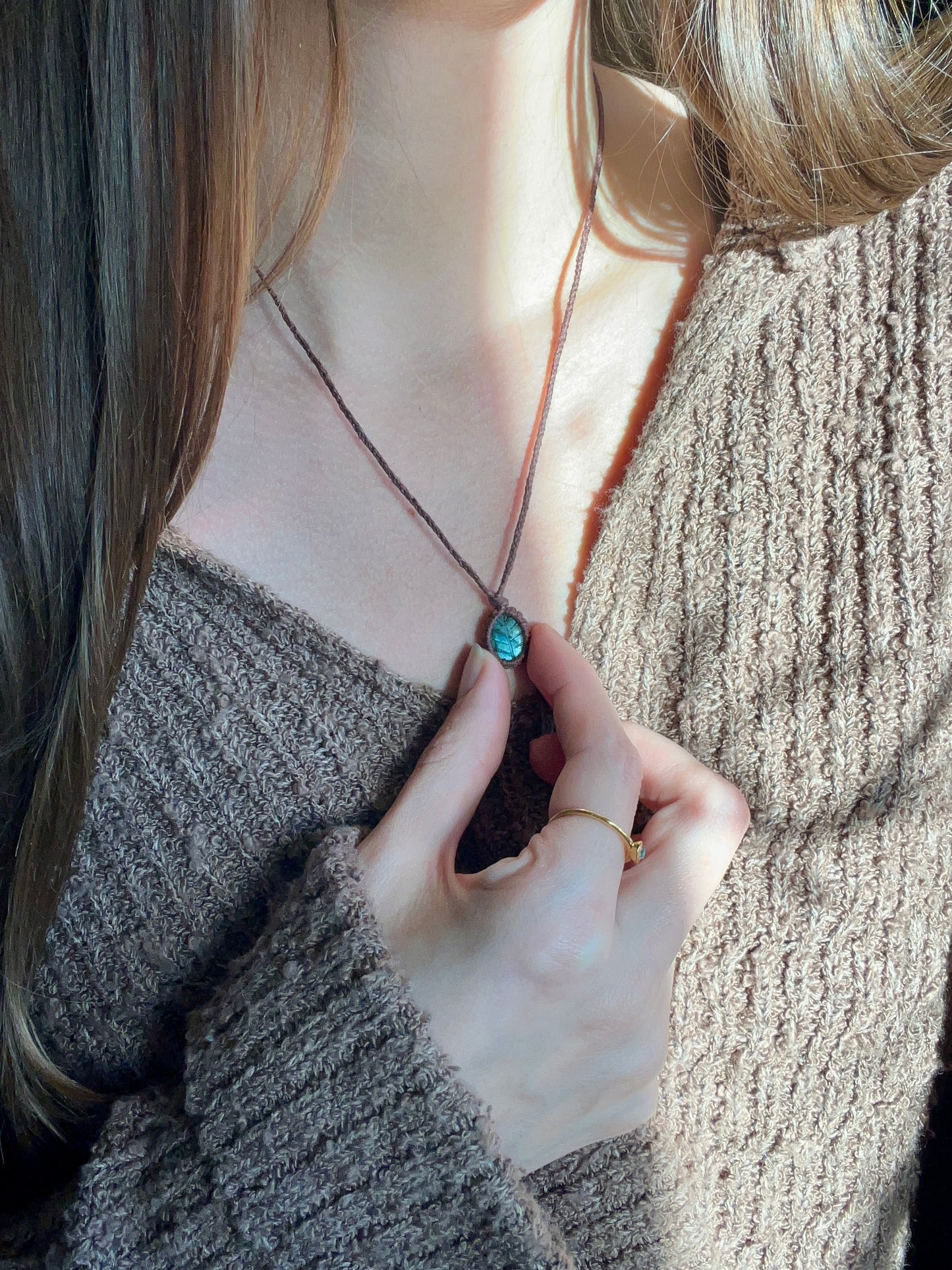 Transformation & Growth Labradorite Leaf Dainty Necklace ꩜