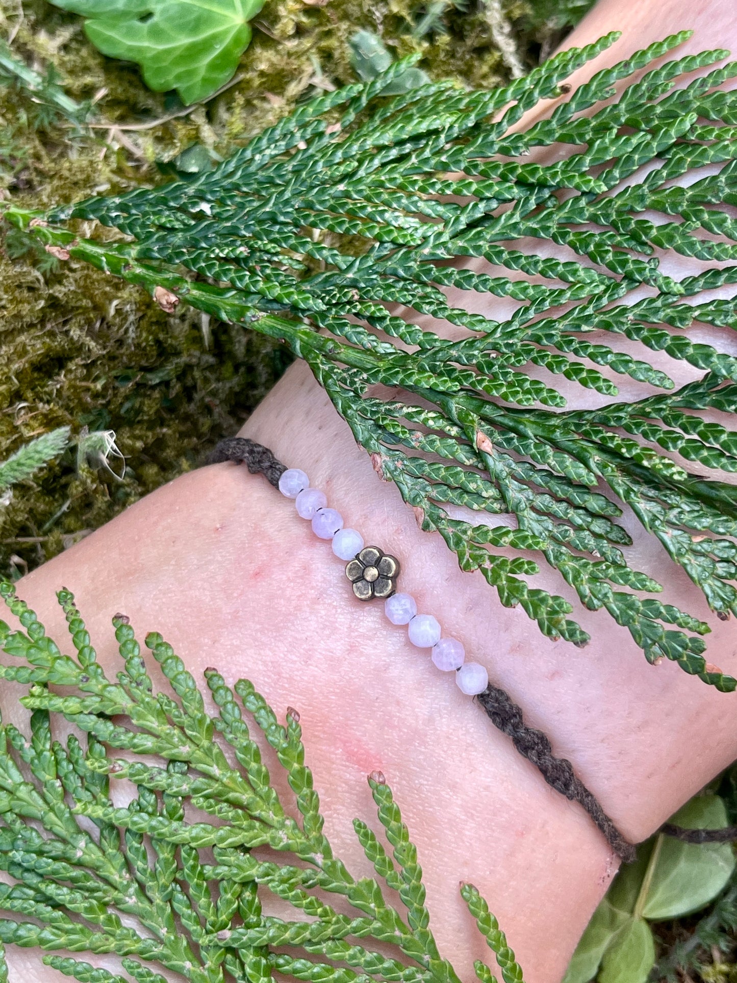 Kunzite Flower Crystal Anklet ⋆.˚