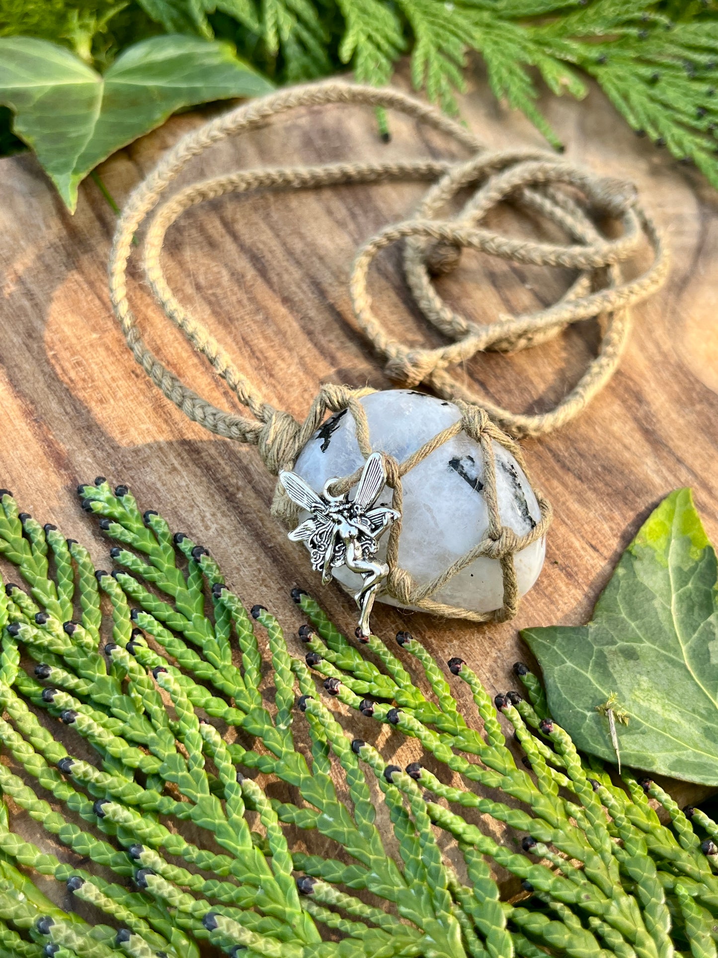Connection & Insight Rainbow Moonstone Necklace ⊹ ࣪ ˖