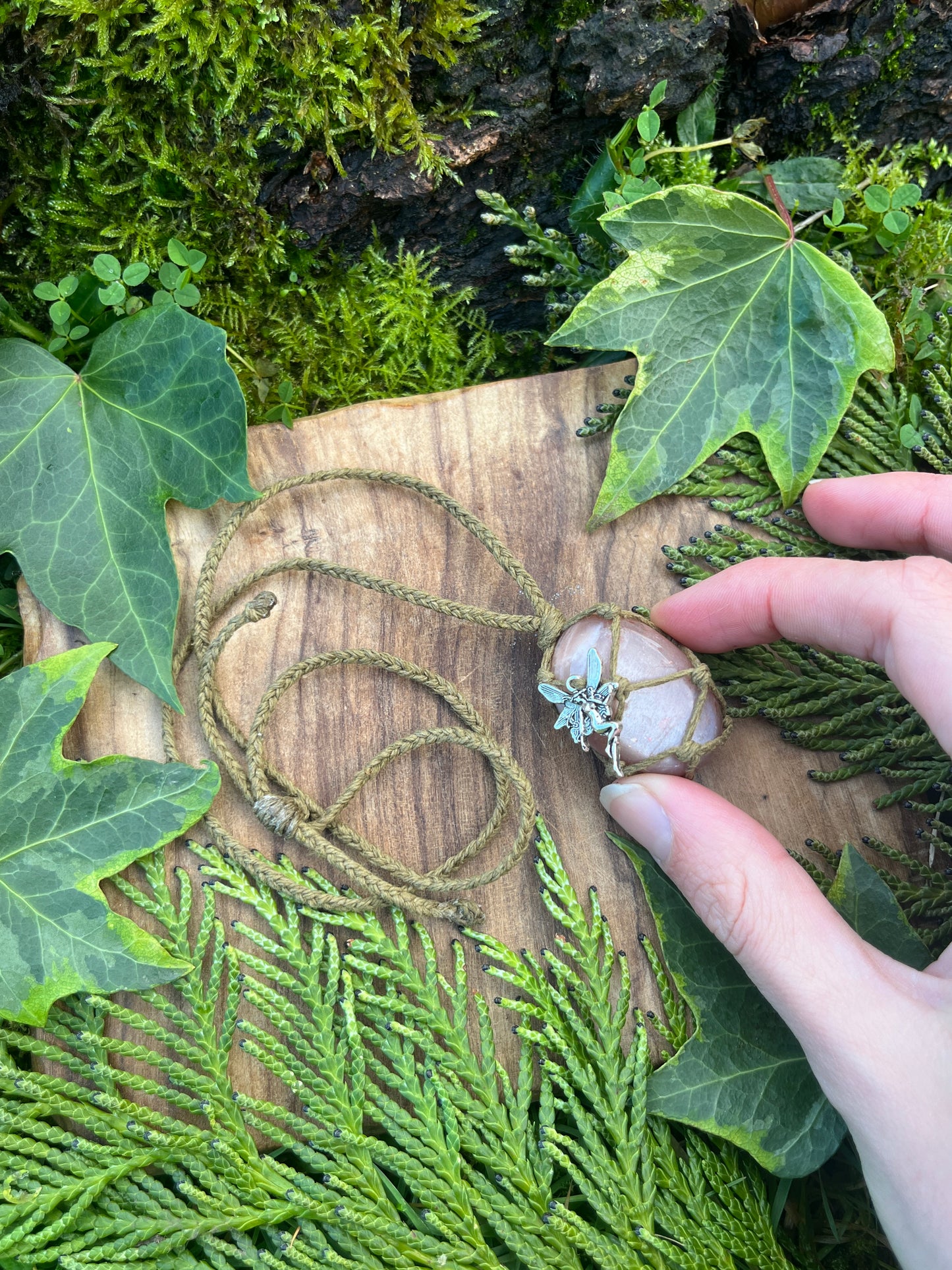 Connection & Intuition Peach Moonstone Necklace ⊹ ࣪ ˖