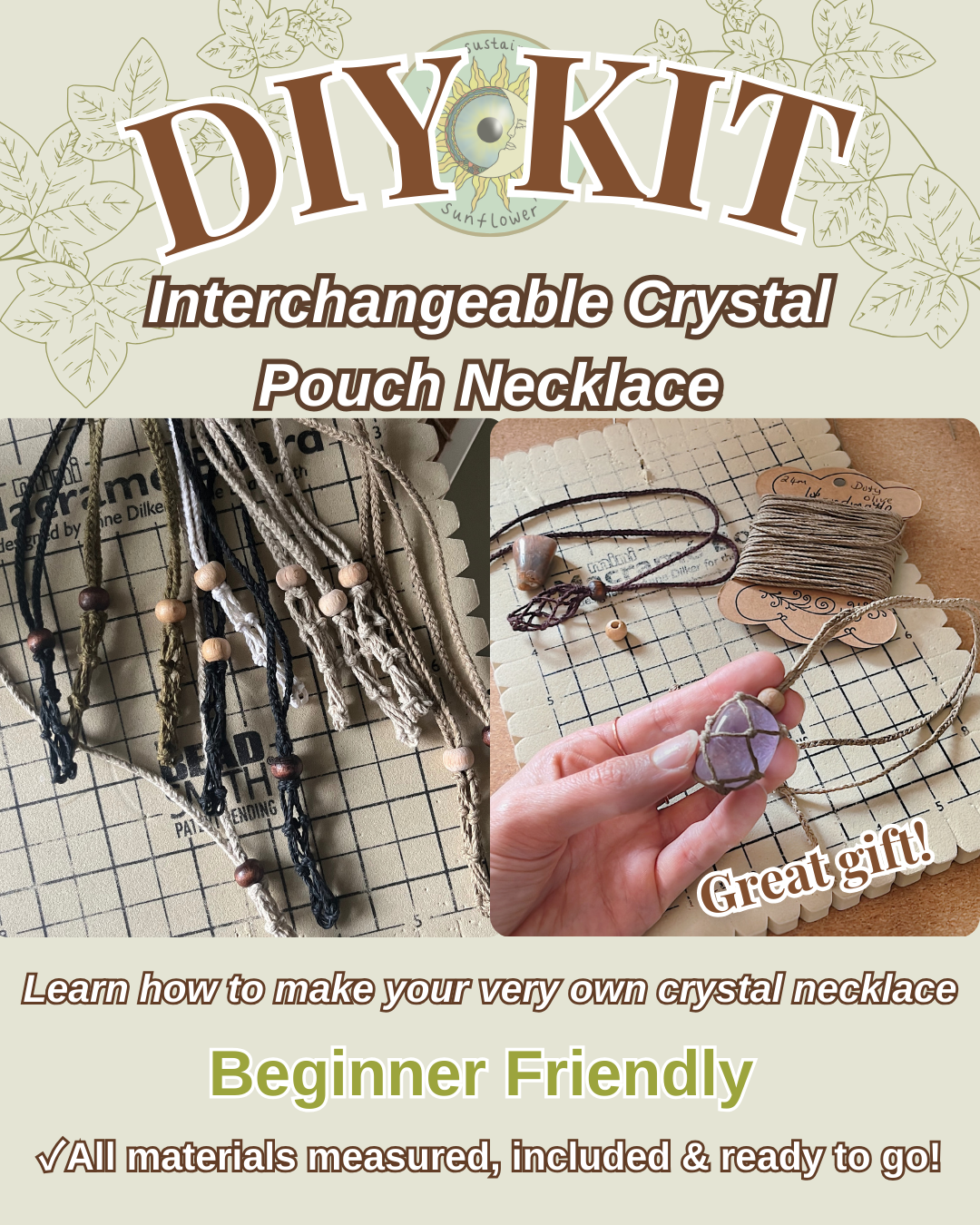 Beginner DIY KIT to learn how to make your own crystal holder necklace.