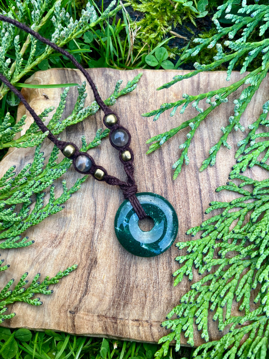 Wealth & New Beginnings Green Moss Agate Necklace ꩜