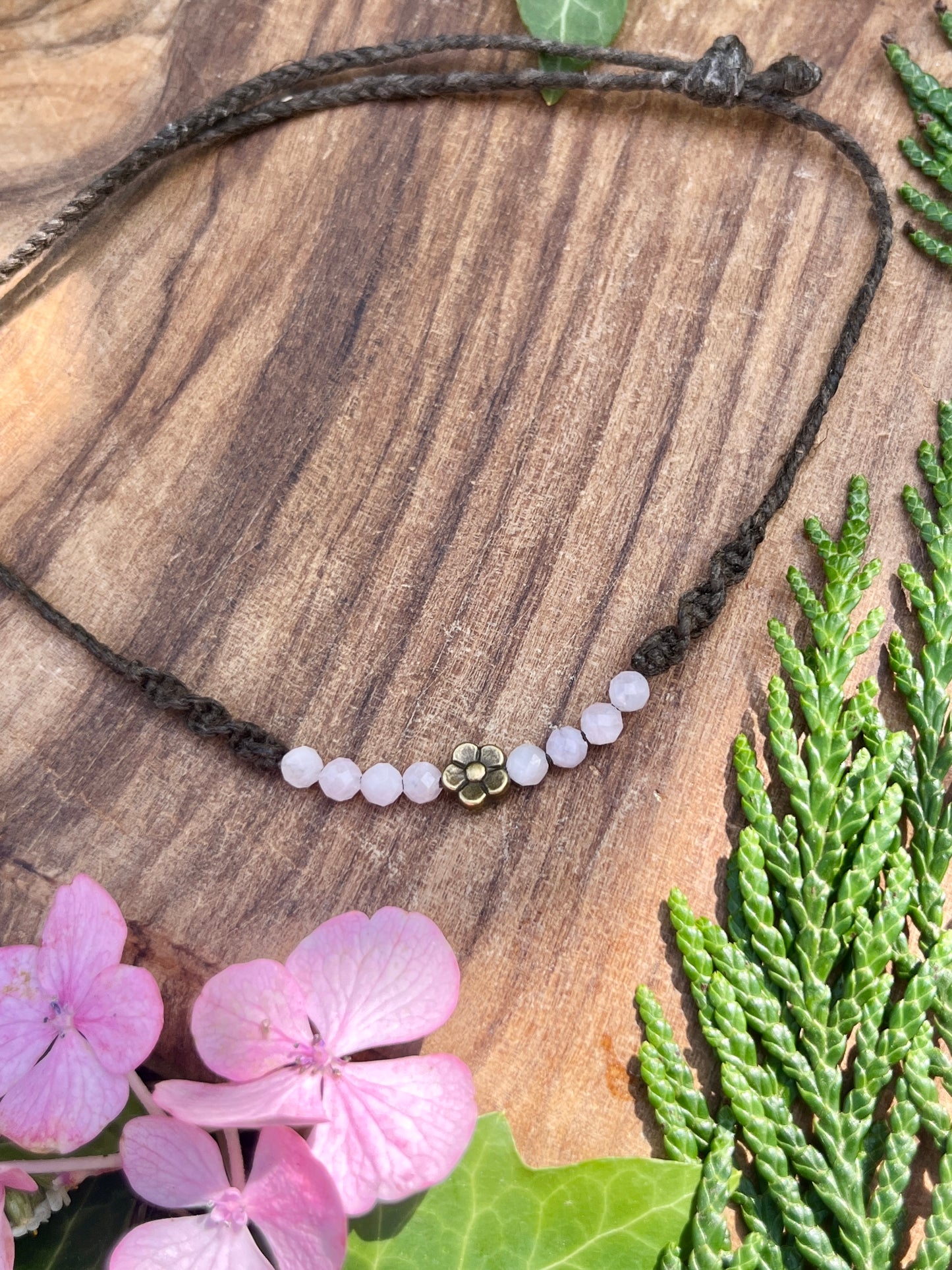 Kunzite Flower Crystal Anklet ⋆.˚