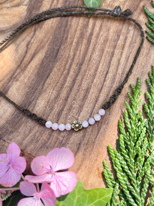 Kunzite Flower Crystal Anklet ⋆.˚