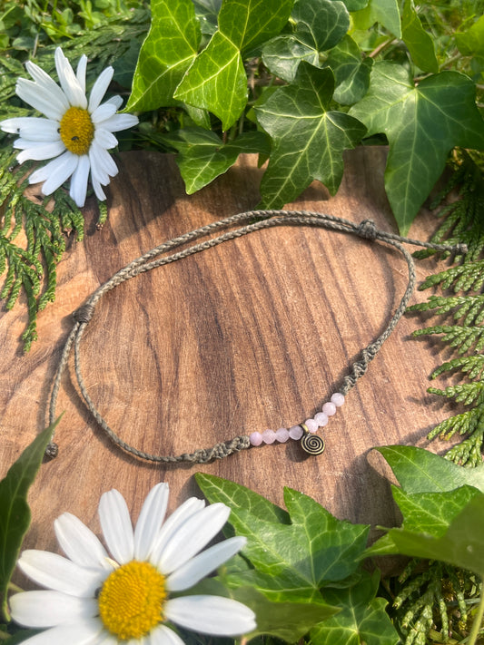 Spiral Kunzite Crystal Anklet ⋆.˚