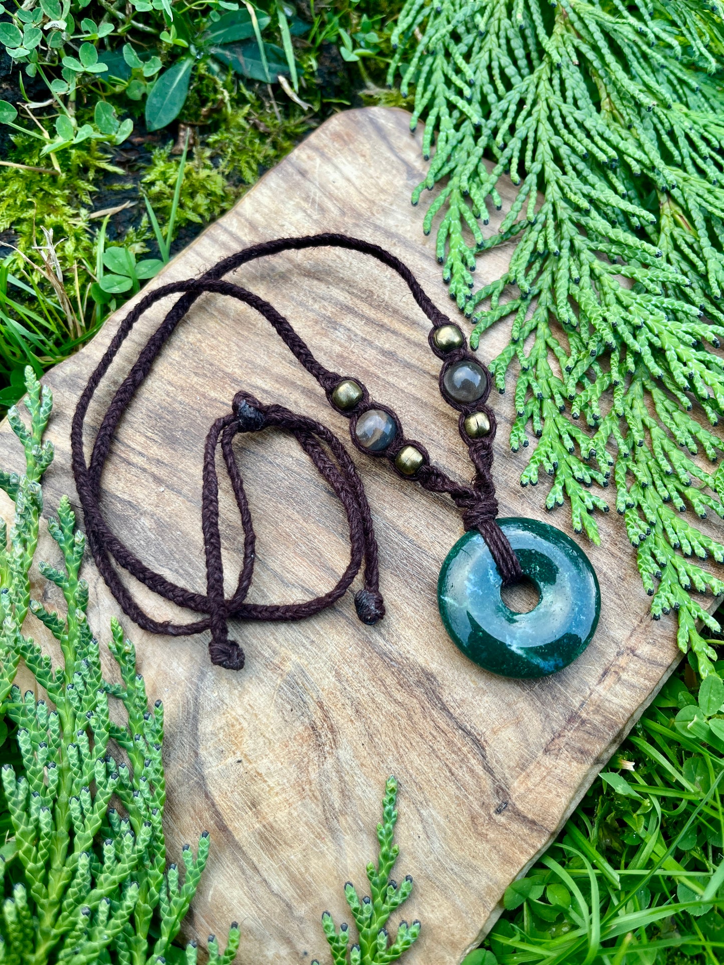 Wealth & New Beginnings Green Moss Agate Necklace ꩜