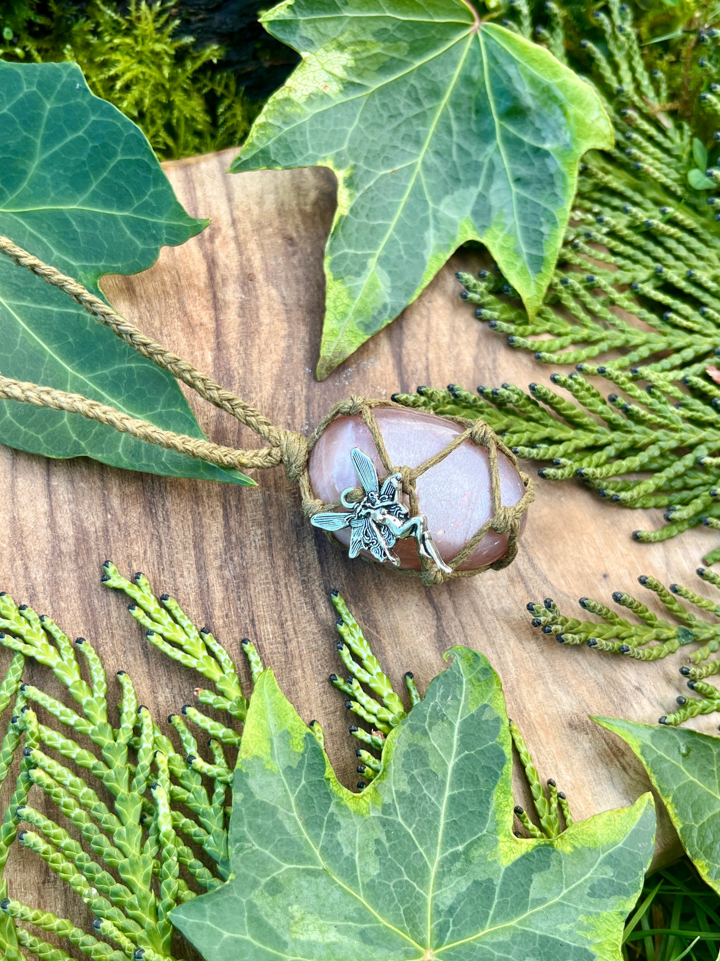 Connection & Intuition Peach Moonstone Necklace ⊹ ࣪ ˖