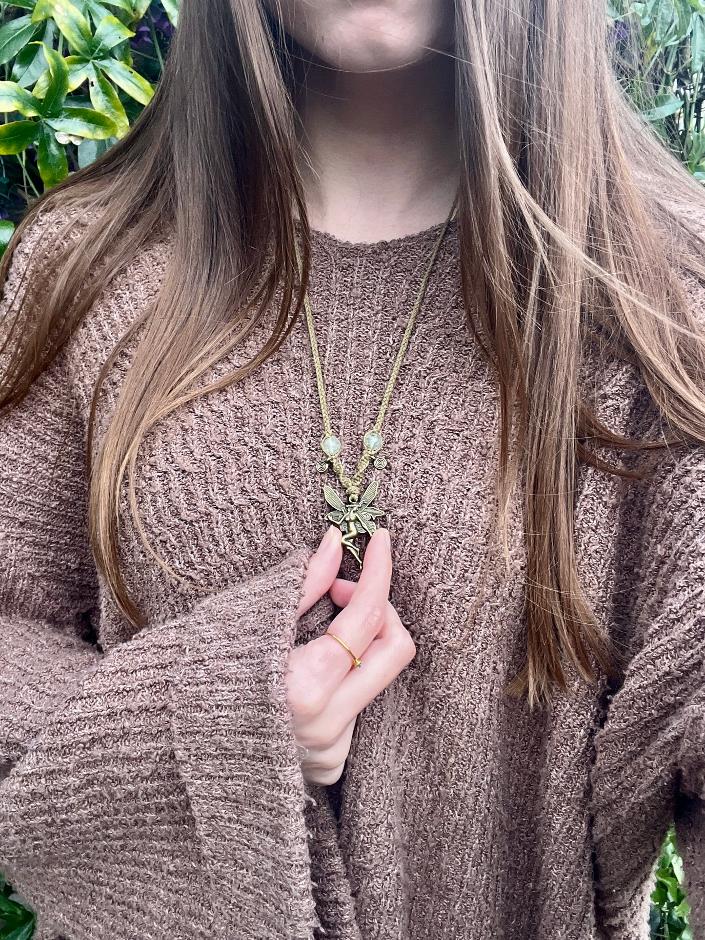 Prehnite Fairy Pendant Necklace ⋆˚꩜｡