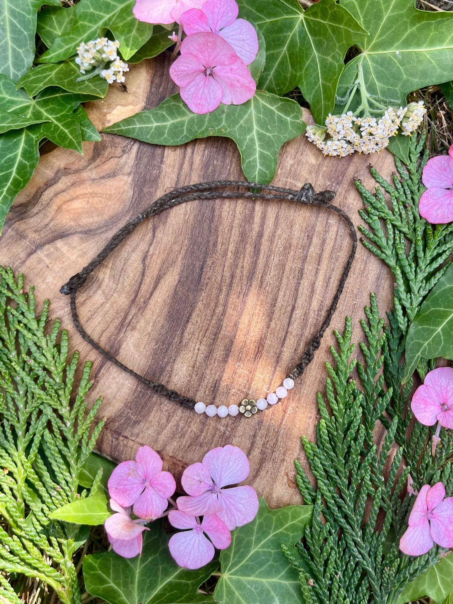 Kunzite Flower Crystal Anklet ⋆.˚