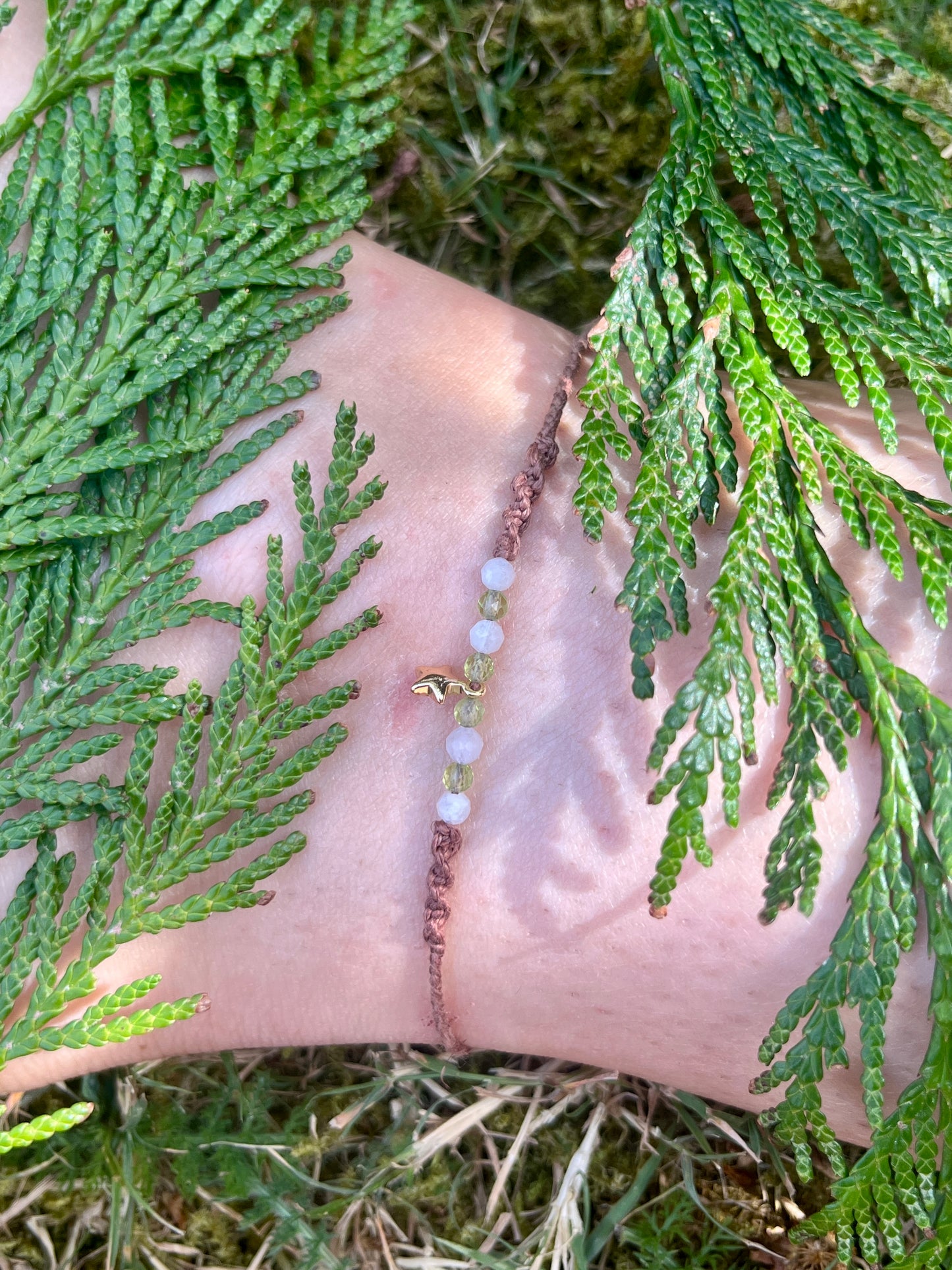 Peridot & Moonstone Star Crystal Anklet ⋆.˚