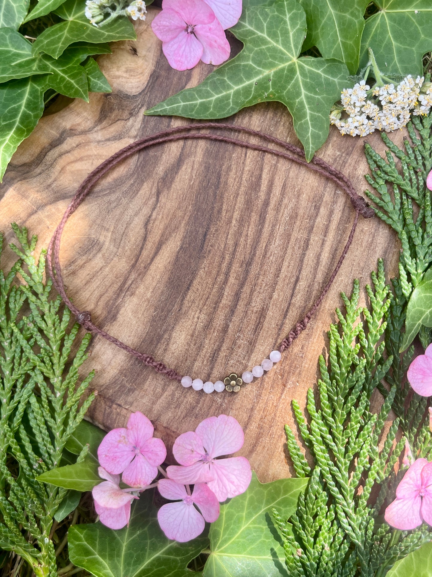 Kunzite Flower Crystal Anklet ⋆.˚