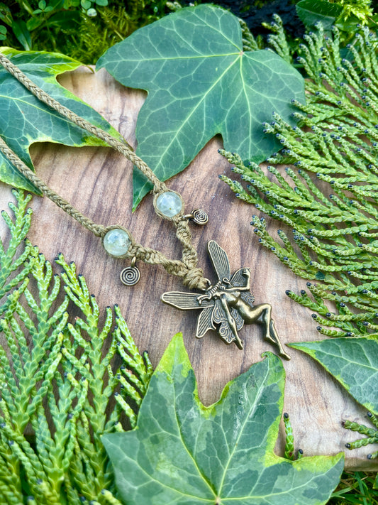 Prehnite Fairy Pendant Necklace ⋆˚꩜｡