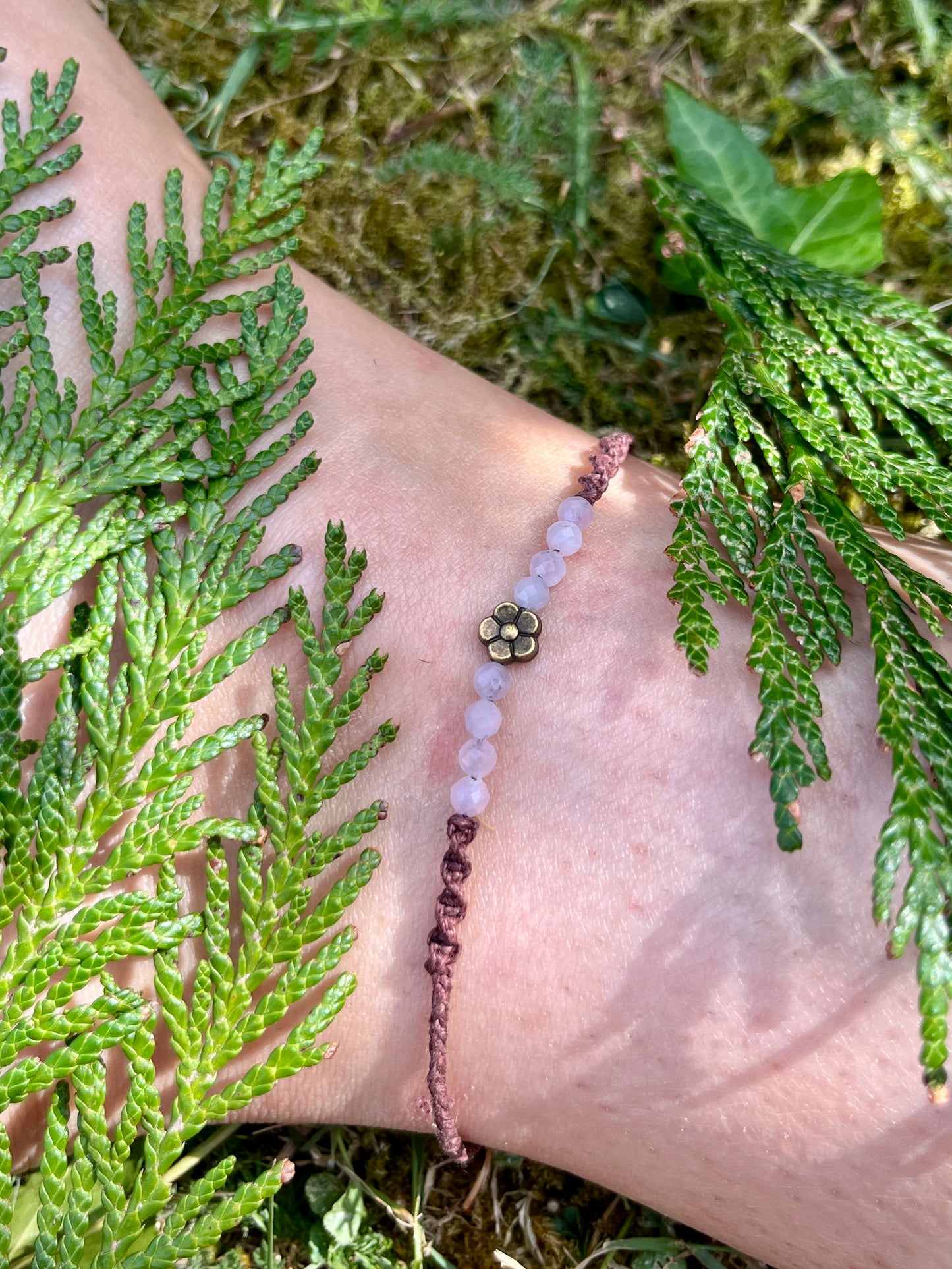 Kunzite Flower Crystal Anklet ⋆.˚