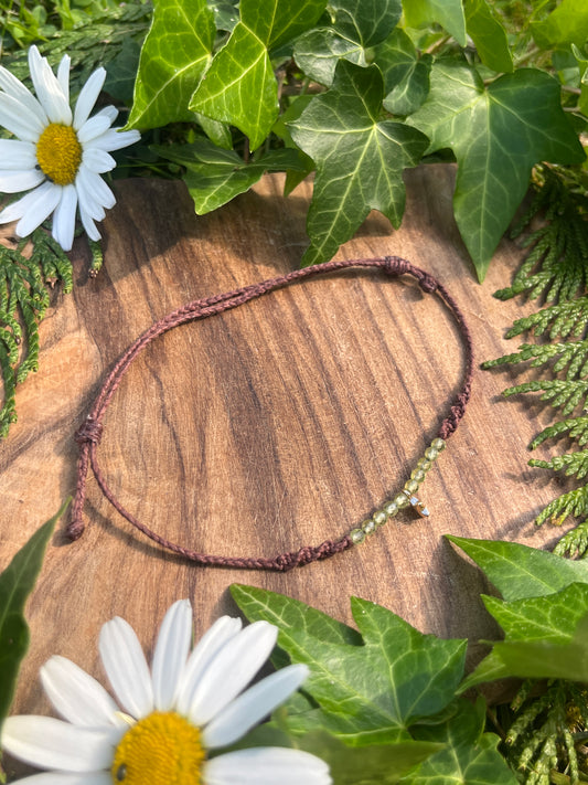 Peridot Star Crystal Anklet ⋆.˚