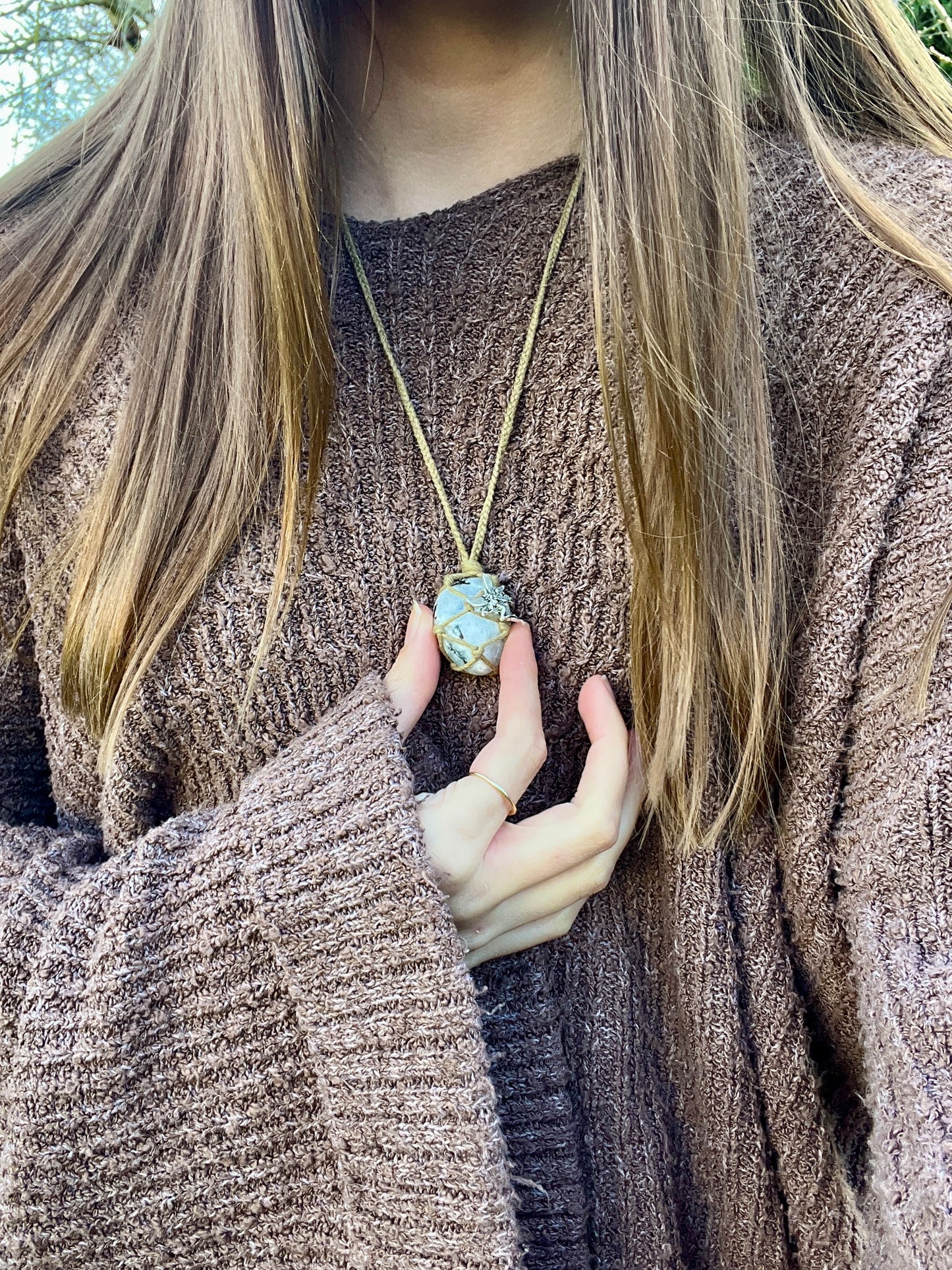 Connection & Insight Rainbow Moonstone Necklace ⊹ ࣪ ˖