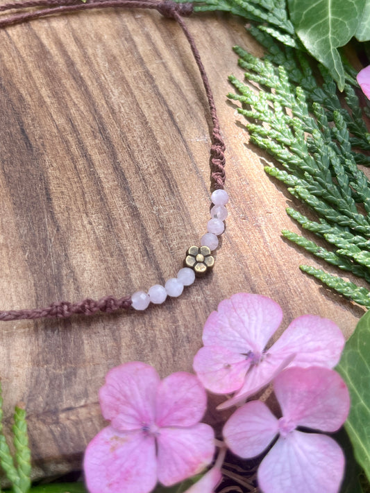 Kunzite Flower Crystal Anklet ⋆.˚