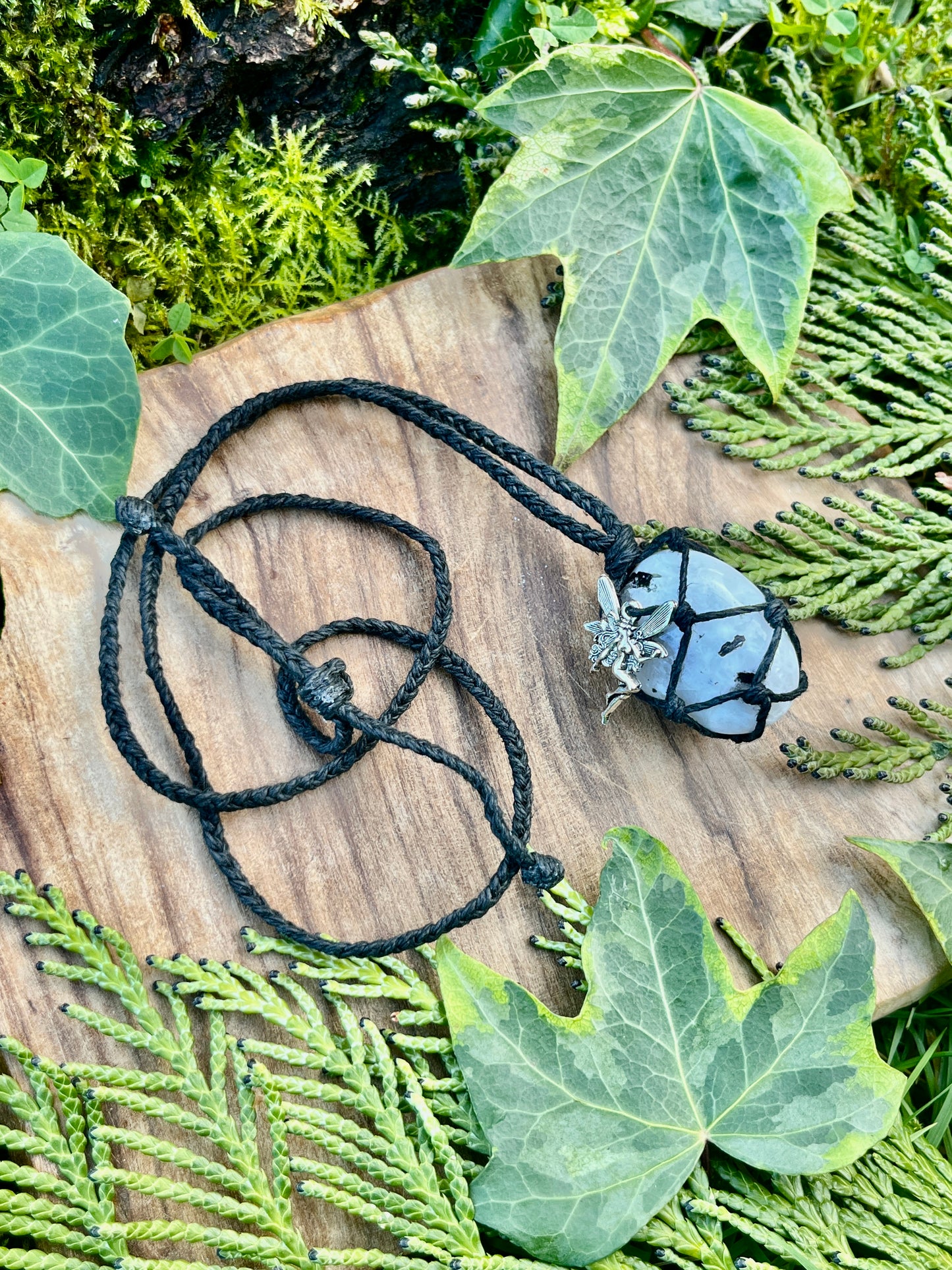 Connection & Insight Rainbow Moonstone Necklace ⊹ ࣪ ˖