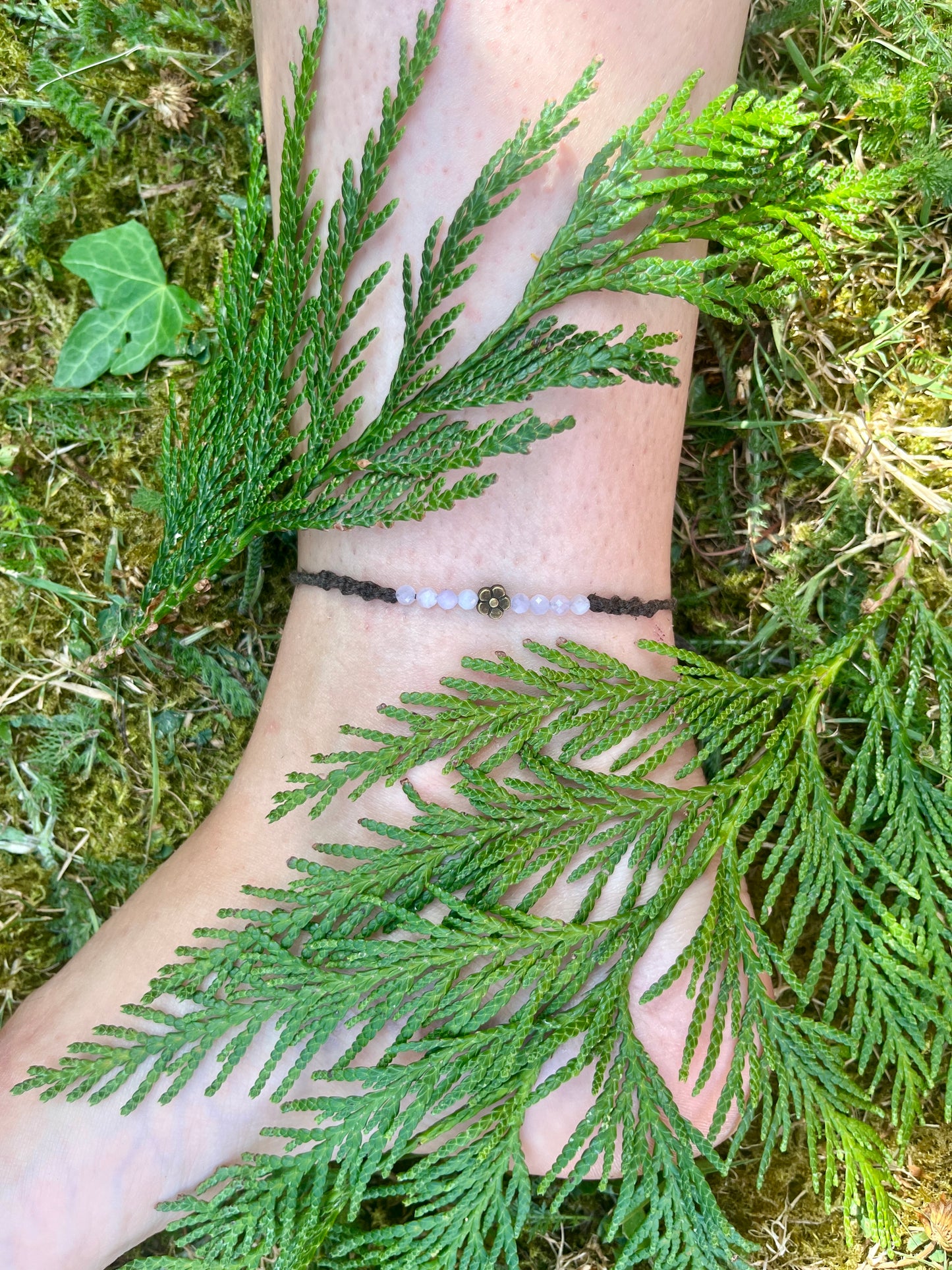 Kunzite Flower Crystal Anklet ⋆.˚