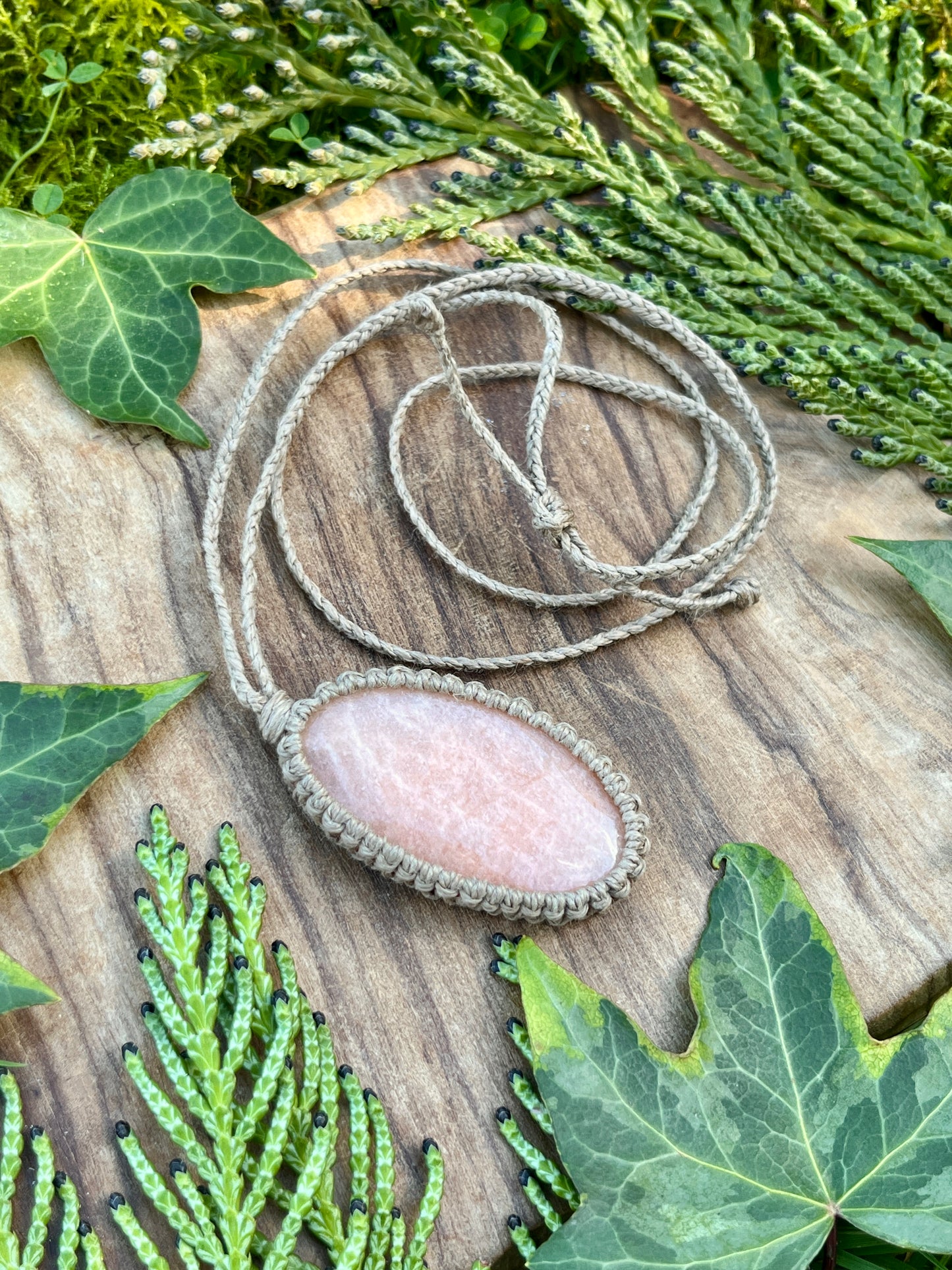 Connection & Intuition Peach Moonstone Necklace ‧₊˚ ☾. ⋅