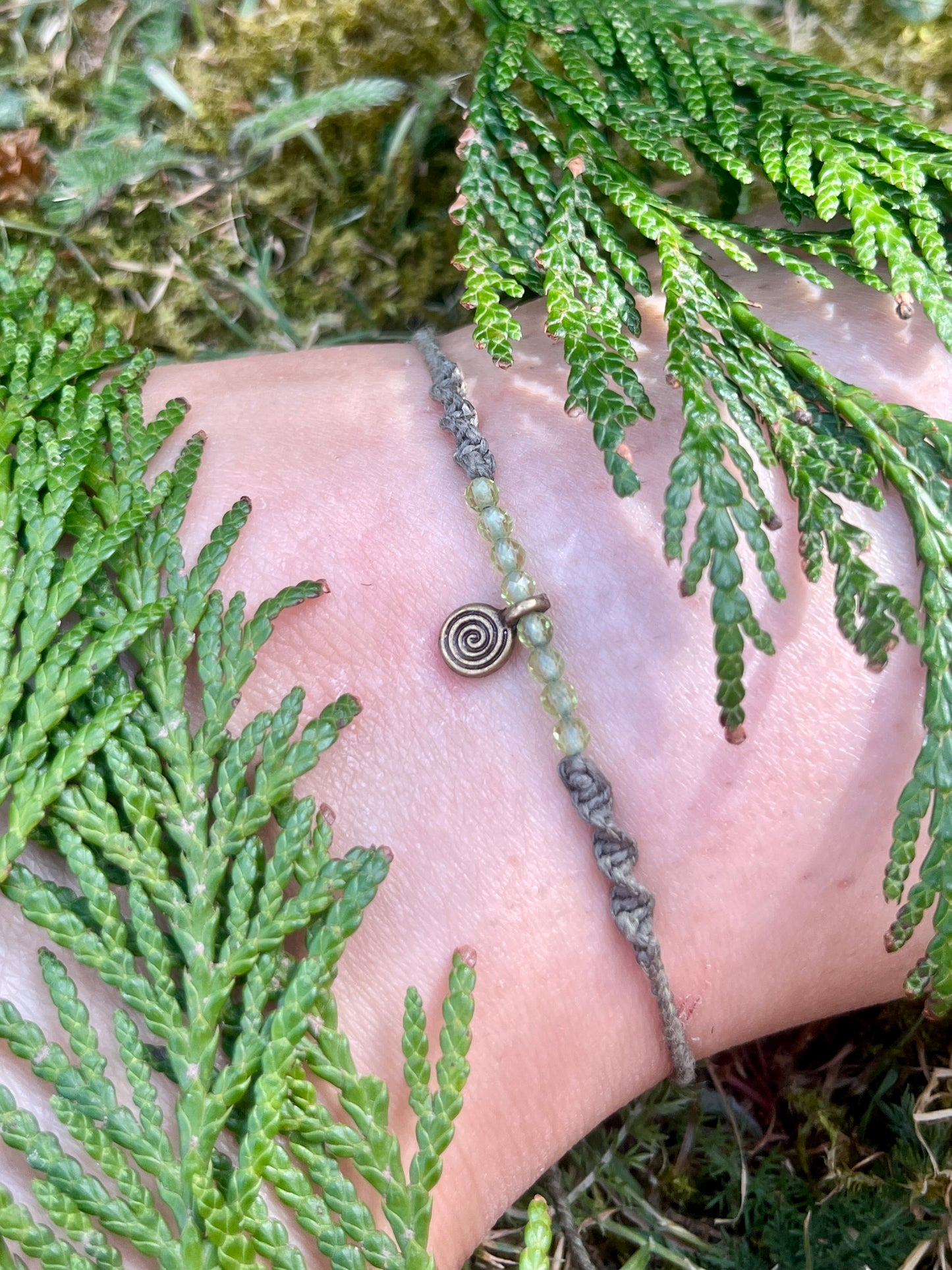Peridot Spiral Crystal Anklet