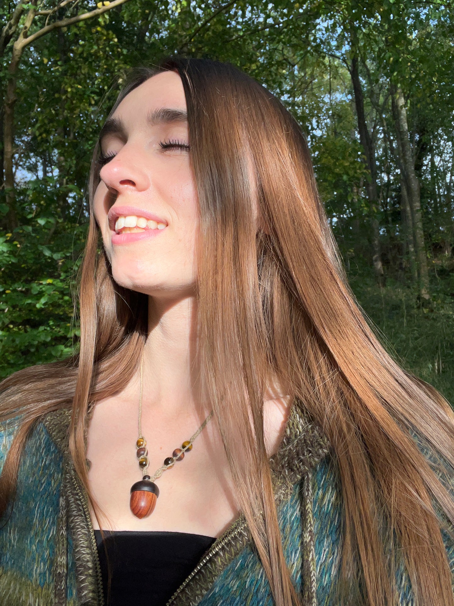Handmade Acorn Trinket Necklace fairy-core pendant. modelled. 