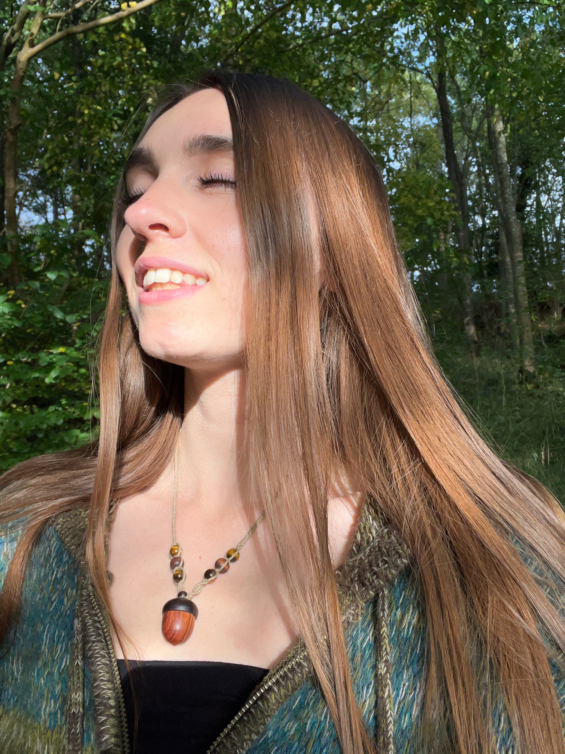 Handmade Acorn Trinket Necklace fairy-core pendant. modelled. 