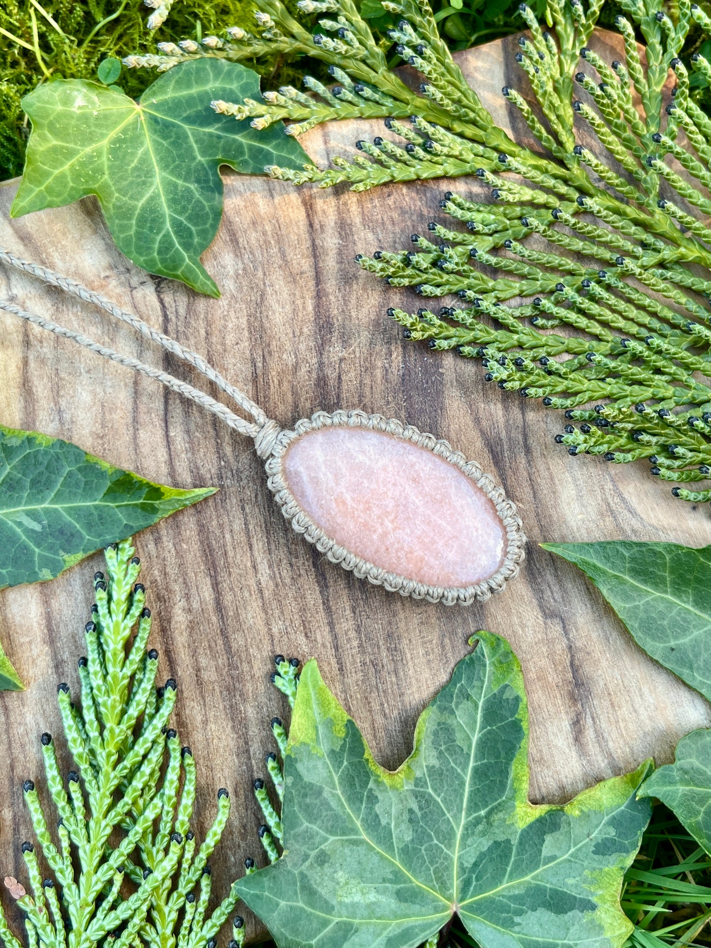 Connection & Intuition Peach Moonstone Necklace ‧₊˚ ☾. ⋅