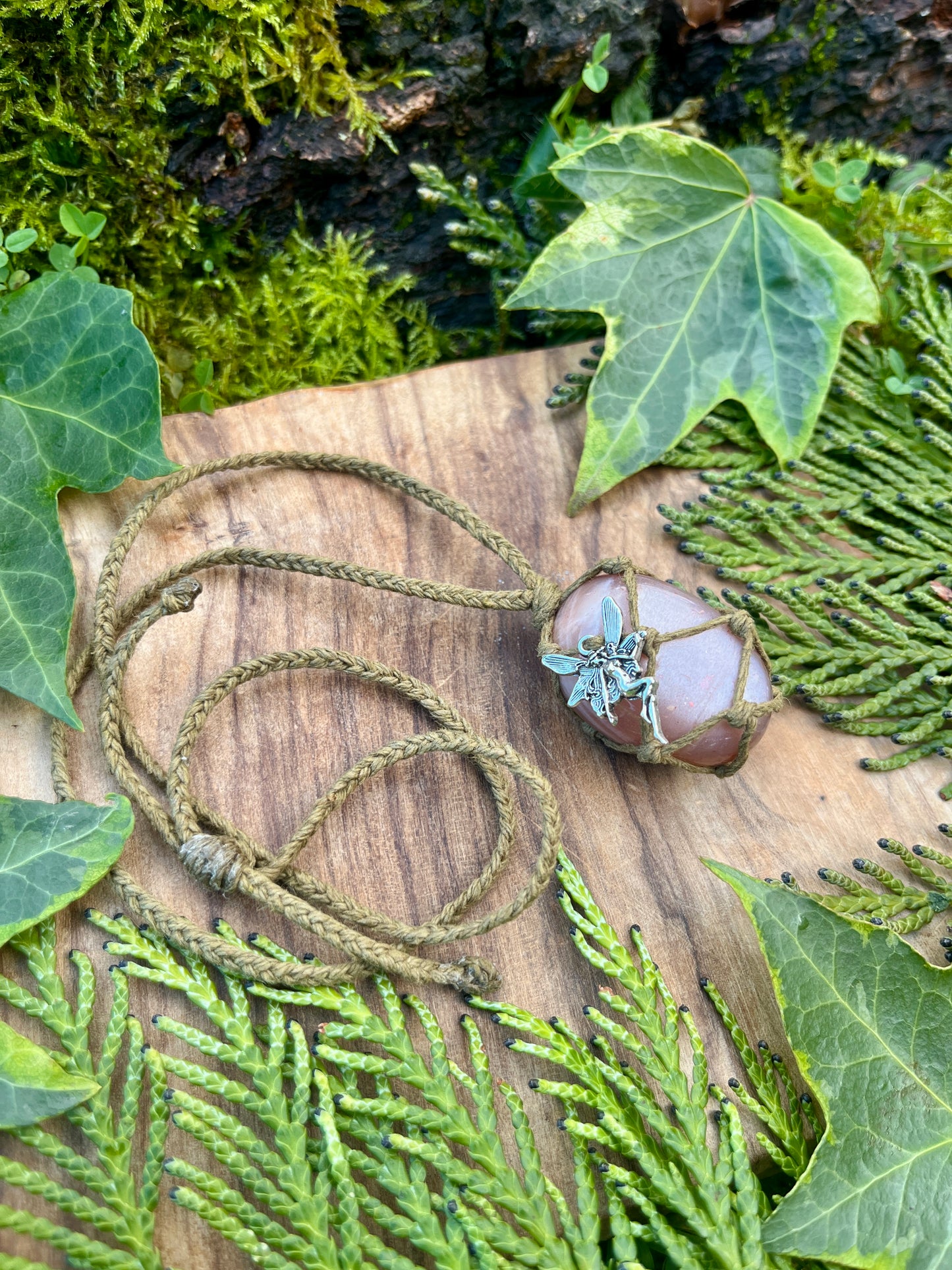 Connection & Intuition Peach Moonstone Necklace ⊹ ࣪ ˖