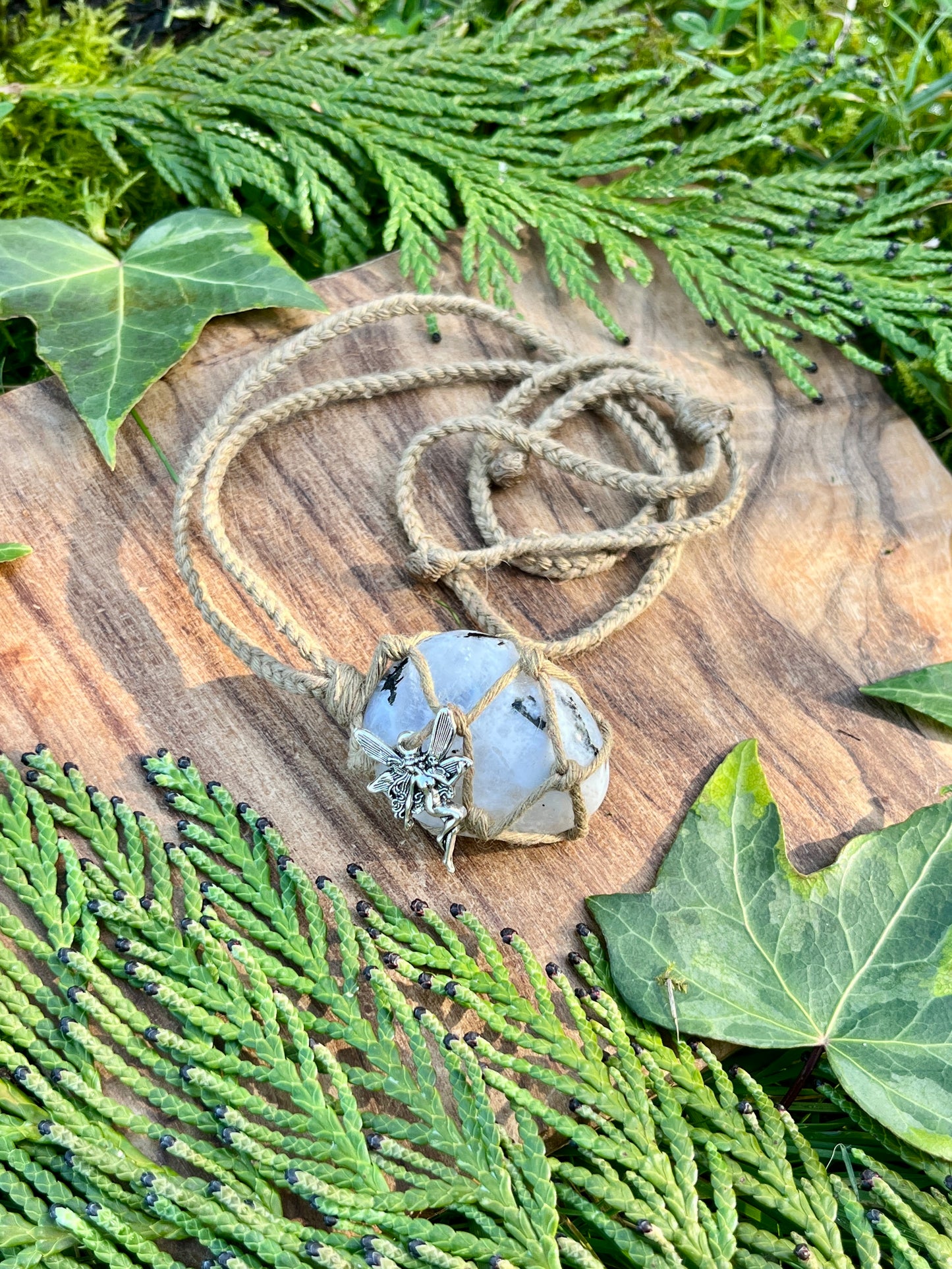 Connection & Insight Rainbow Moonstone Necklace ⊹ ࣪ ˖