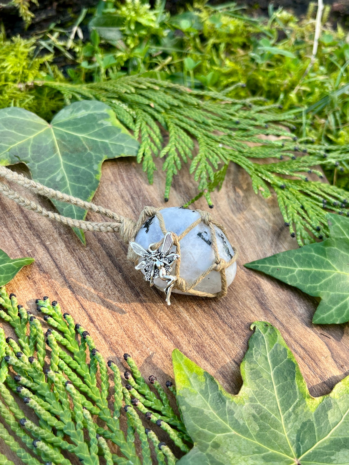 Connection & Insight Rainbow Moonstone Necklace ⊹ ࣪ ˖