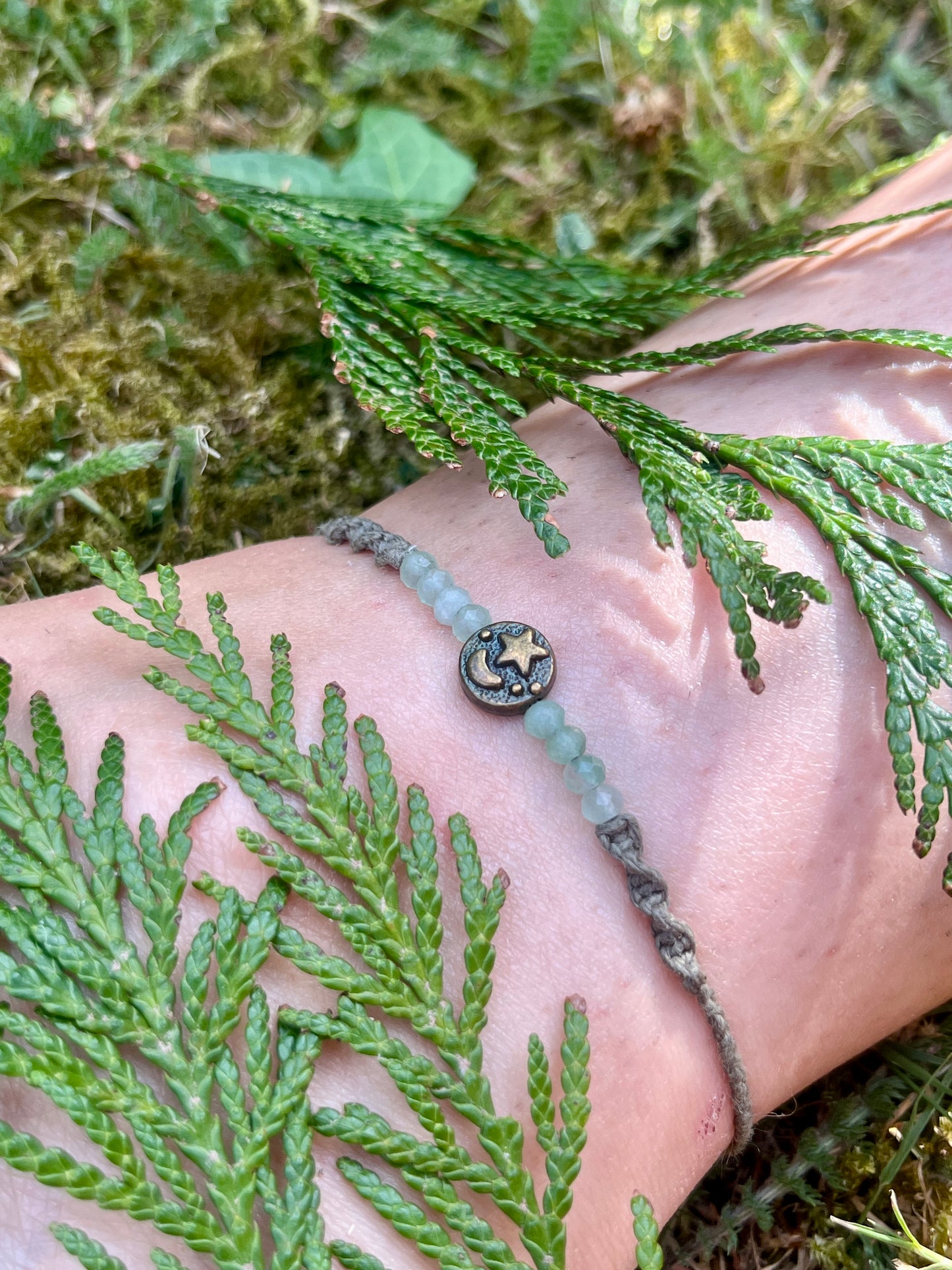 Green Aventurine Celestial Crystal Anklet ⋆.˚