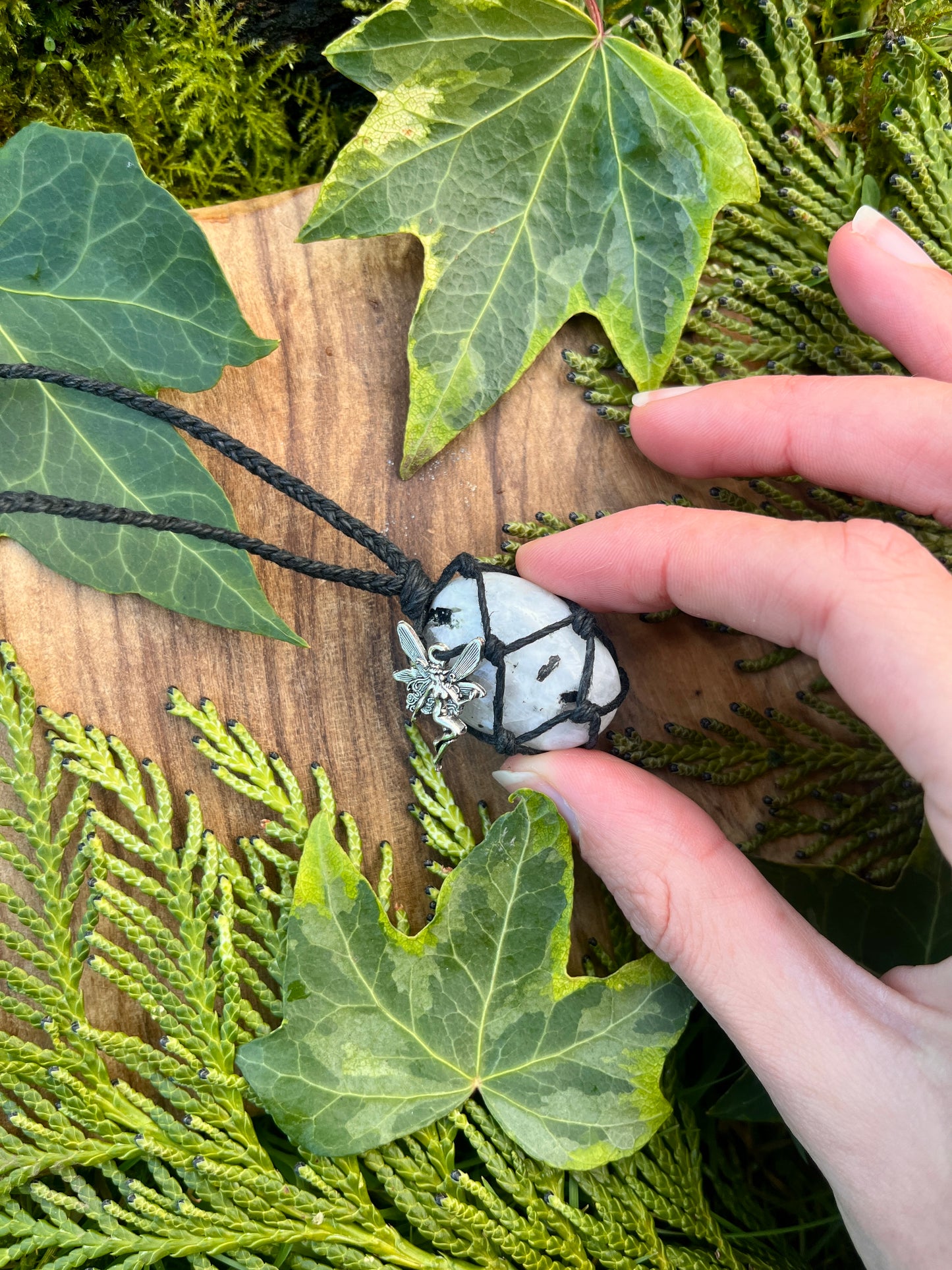 Connection & Insight Rainbow Moonstone Necklace ⊹ ࣪ ˖