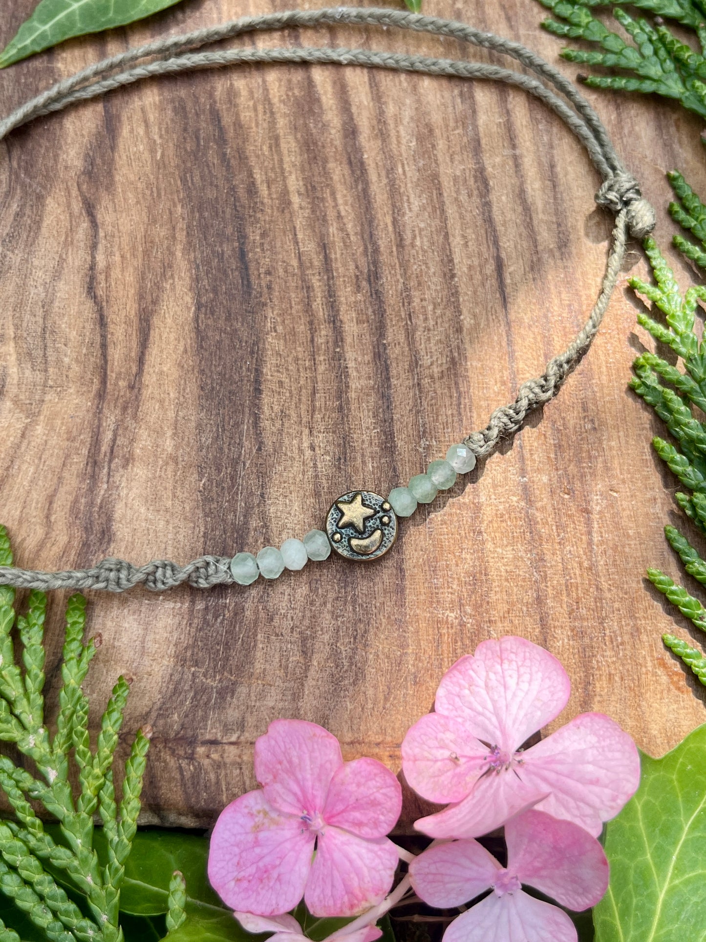 Green Aventurine Celestial Crystal Anklet ⋆.˚