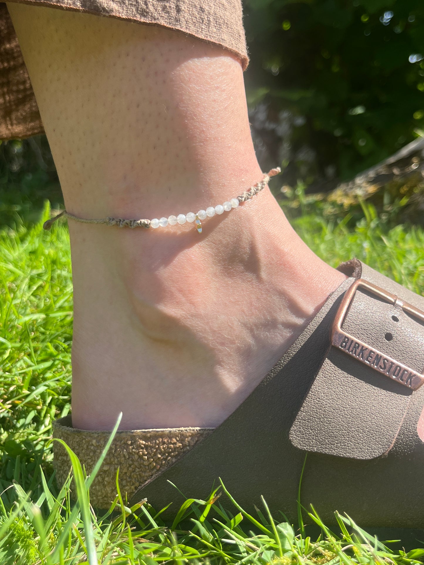 Rainbow Moonstone Star Crystal Anklet ⋆.˚