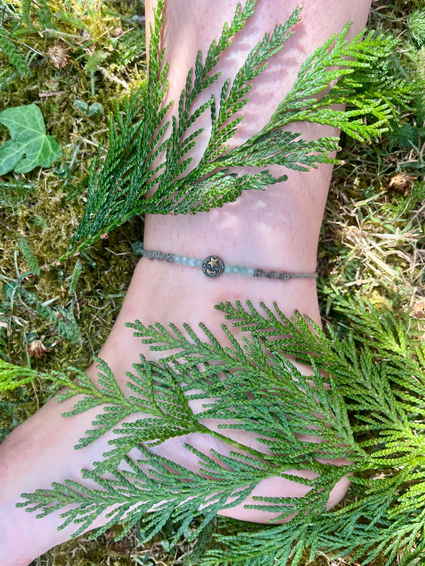 Green Aventurine Celestial Crystal Anklet ⋆.˚