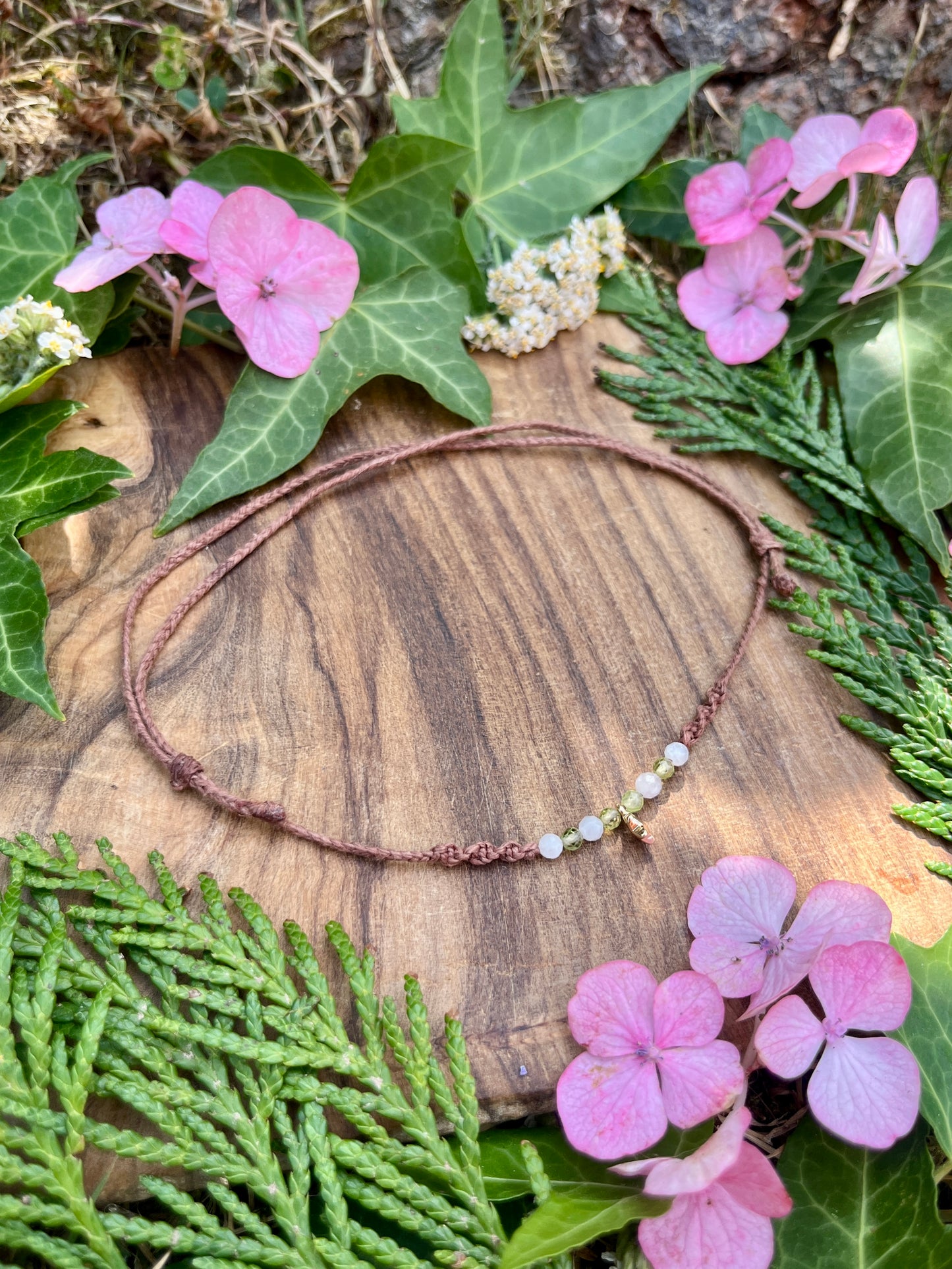 Peridot & Moonstone Star Crystal Anklet ⋆.˚