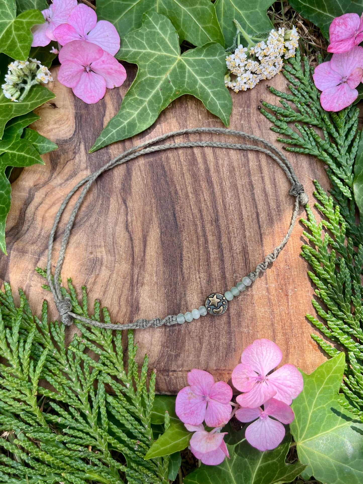 Green Aventurine Celestial Crystal Anklet ⋆.˚