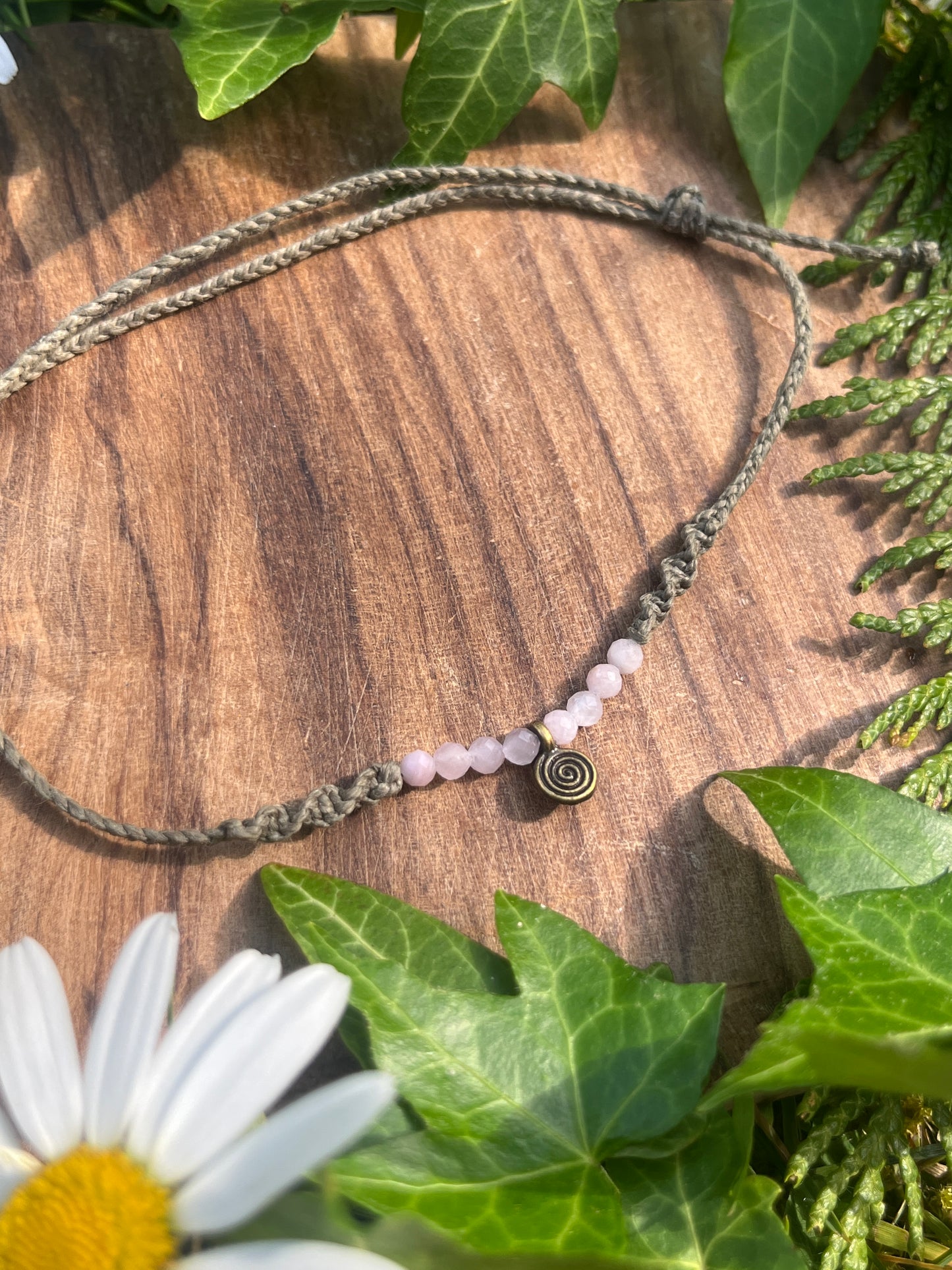 Spiral Kunzite Crystal Anklet ⋆.˚